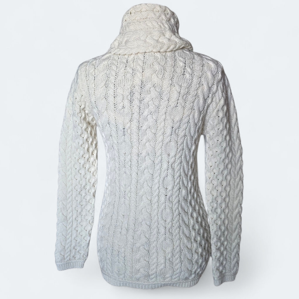 Aran Crafts Ireland Merino Wool Cable Knit Turtleneck Sweater Size Small - Picture 2 of 14